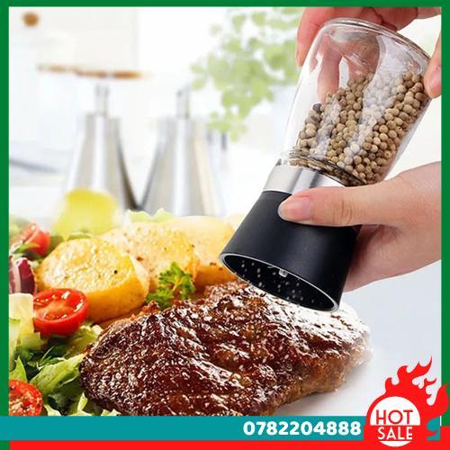 Cối Xay Tiêu Kiêm Đựng Tiêu Đa Năng Bằng Thủy Tinh Có Tay Cầm Vặn Tiện Lợi - CH Hương Thị Miễn Phí Vận Chuyển