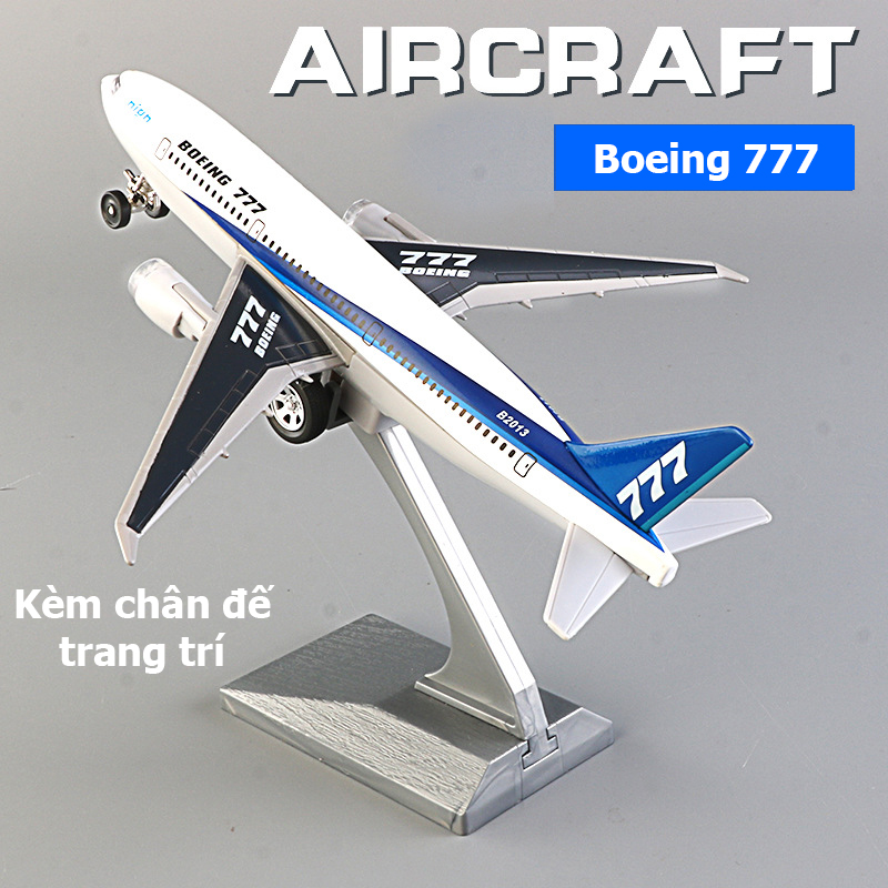 Đồ chơi mô hình máy bay BOEING 777 KAVY NO.8807 âm thanh và ánh sáng bằng hợp kim có thể trưng bày