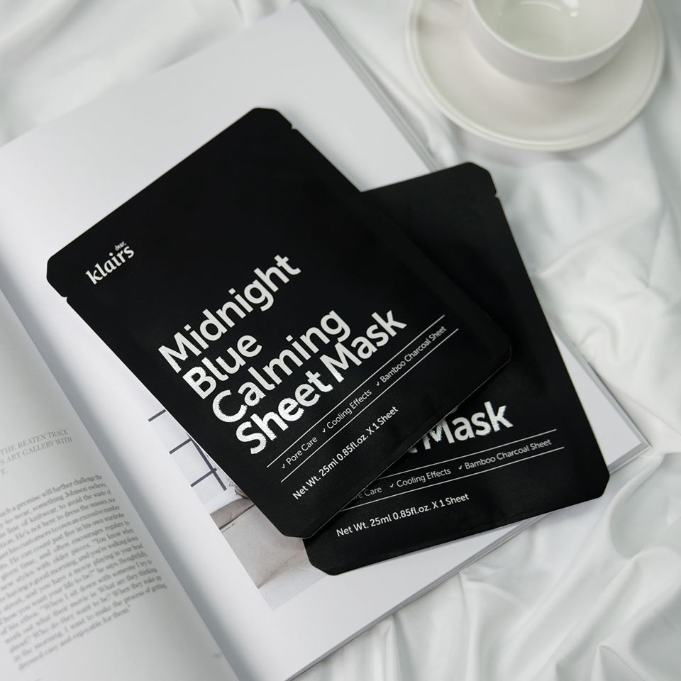 Mặt nạ dưỡng ẩm, làm dịu cho da nhạy cảm, kích ứng Klairs Midnight Blue Calming Sheet Mask 25ml