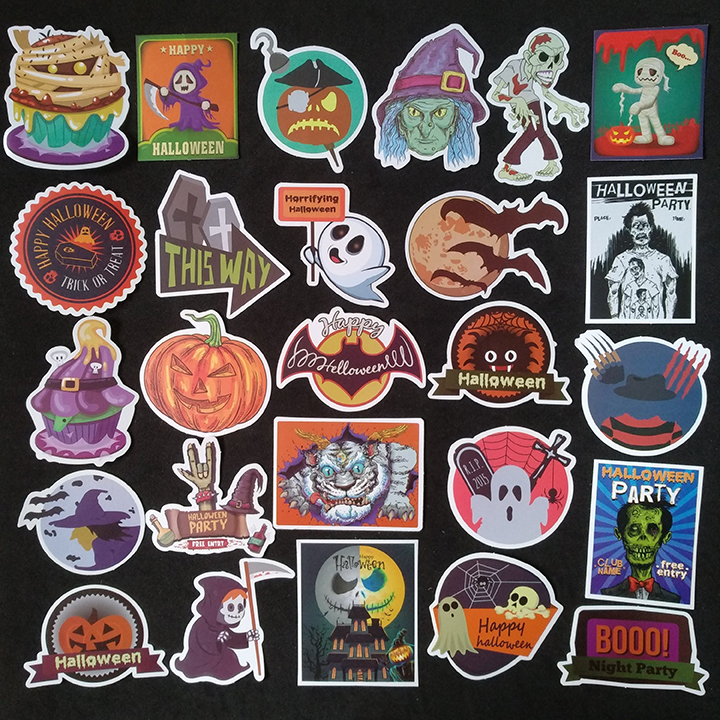 Bộ Sticker dán cao cấp chủ đề HALLOWEEN - Dùng dán Xe, dán mũ bảo hiểm, dán Laptop