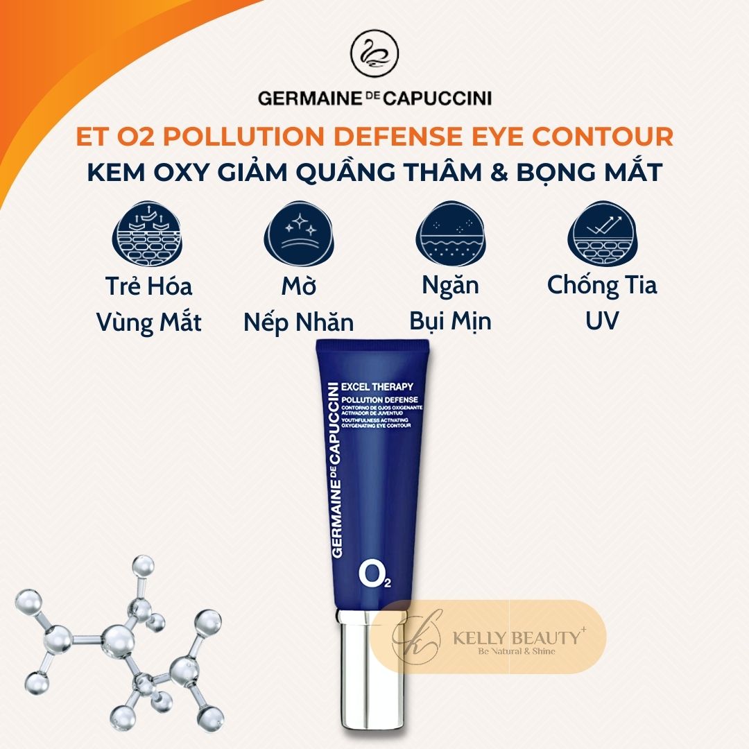 Kem Dưỡng Mắt Germaine ET O2 Pollution Defense Eye Contour - Giảm Quầng Thâm, Bọng Mắt, Mờ Nếp Nhăn | Kelly Beauty