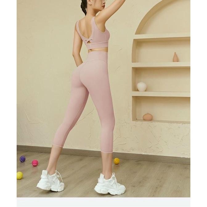 Set bộ lửng áo bra mút đúc liền có tách bán lẻ áo và quần tập gym, yoga nữ