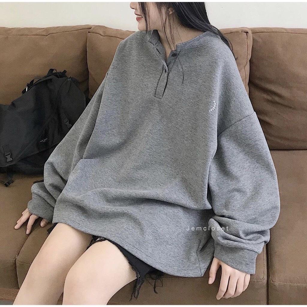 Áo khoác hoodie cúc cổ nam nữ trơn chất nỉ ngoại cao cấp mang phong cách hàn quốc T3