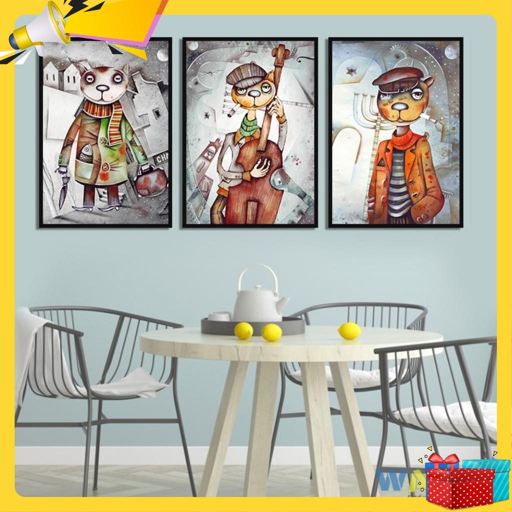 Bộ 3 tranh trang trí “3 chú mèo” – W307