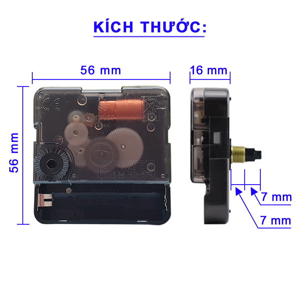 Bộ Máy Nhạc Chuông gồm 16 điệu Nhạc Gõ Báo giờ + Máy Đồng Hồ Kim Trôi Cao Cấp Eastar + Bộ Kim Hoa Văn – Kèm theo 03 Pin Maxell