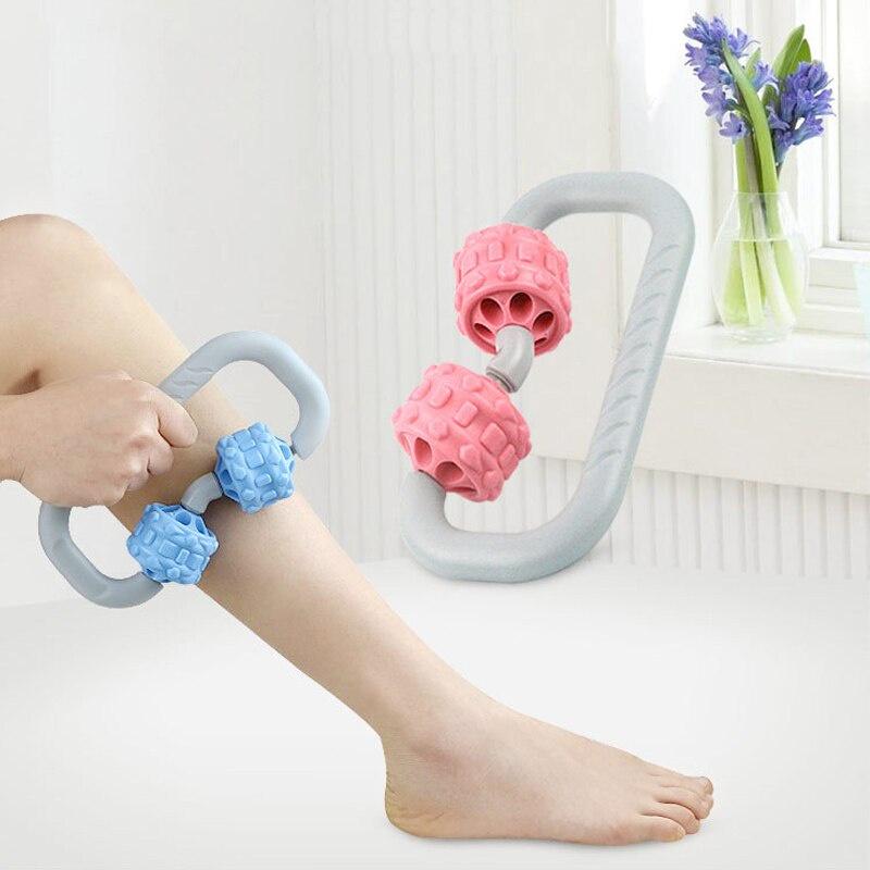 Double-wheeled Roller Manual Acupoint Muscle Relaxer Yoga Bodybuilding Massage Fashion Roller Yoga Sport PP Material Equipment