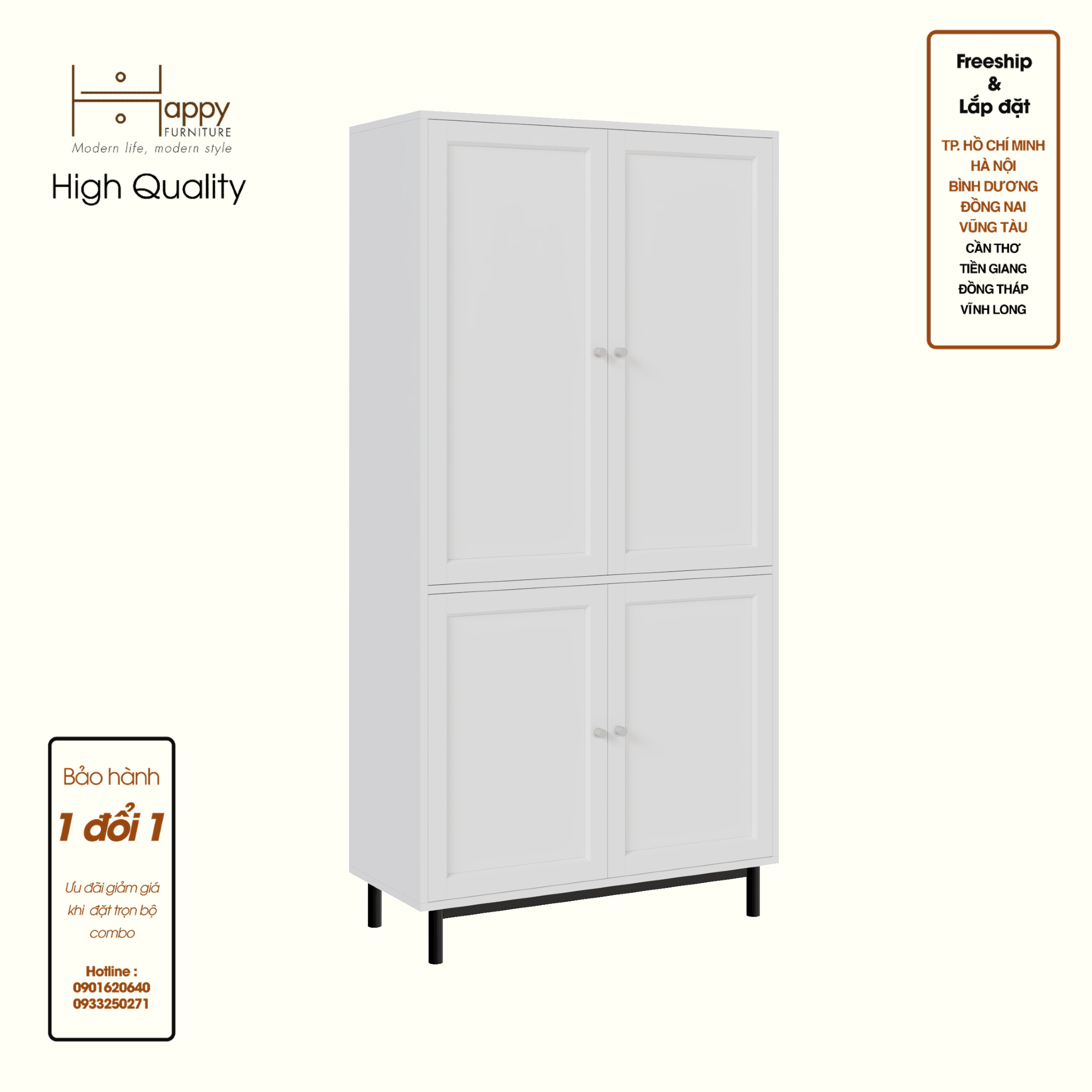 CATY, Kệ sách 5 tầng 2 cửa mở - chân sắt, 90cm x 39cm x 180cm , KSA_055
