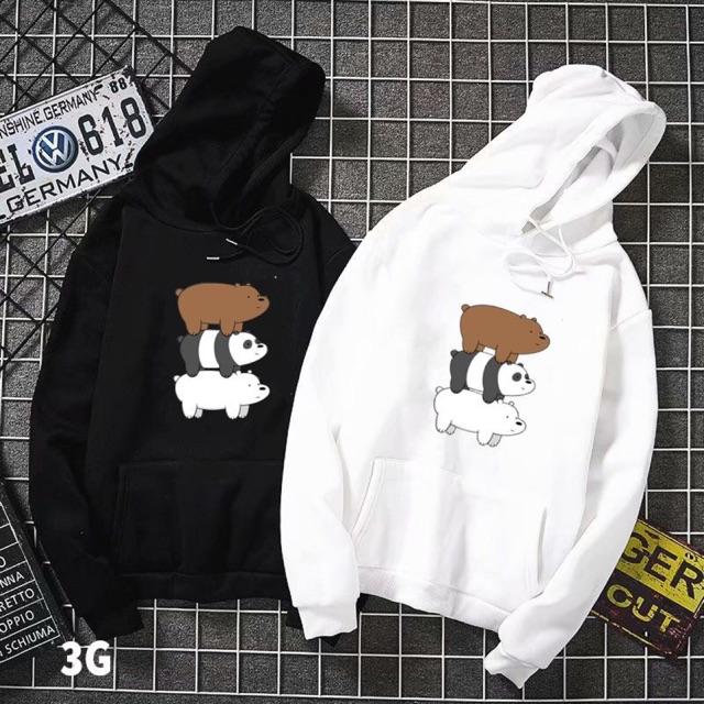 Áo hoodie nam nữ 3 gấu có bigsize vải nỉ bông dày dặn