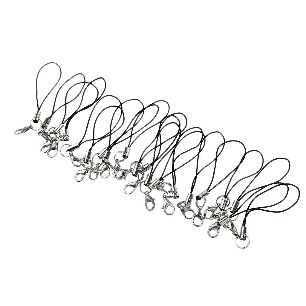 3-5pack 20pcs DIY Mobile Cellphone Keychain Lanyard Charms DIY Rope Black