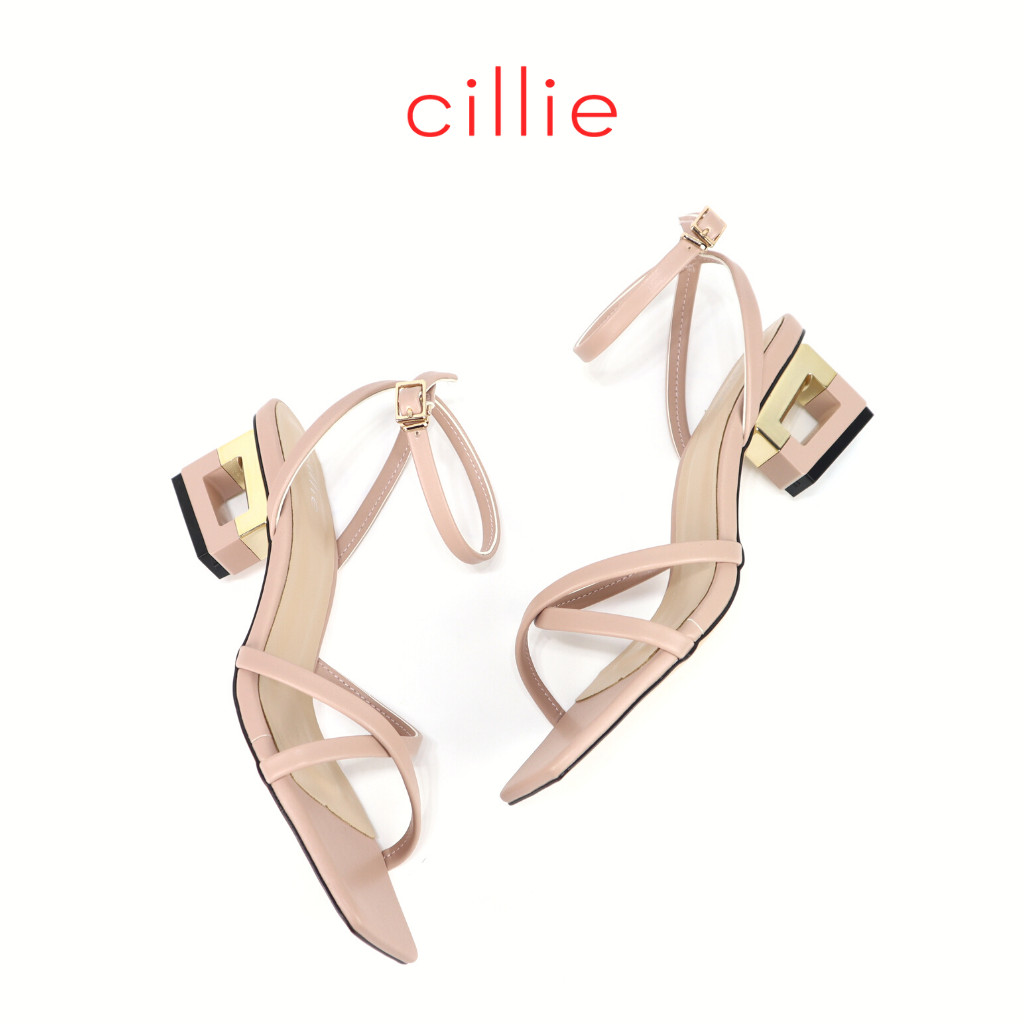 Giày sandal nữ dây chéo mảnh cao 5cm Cillie 1095