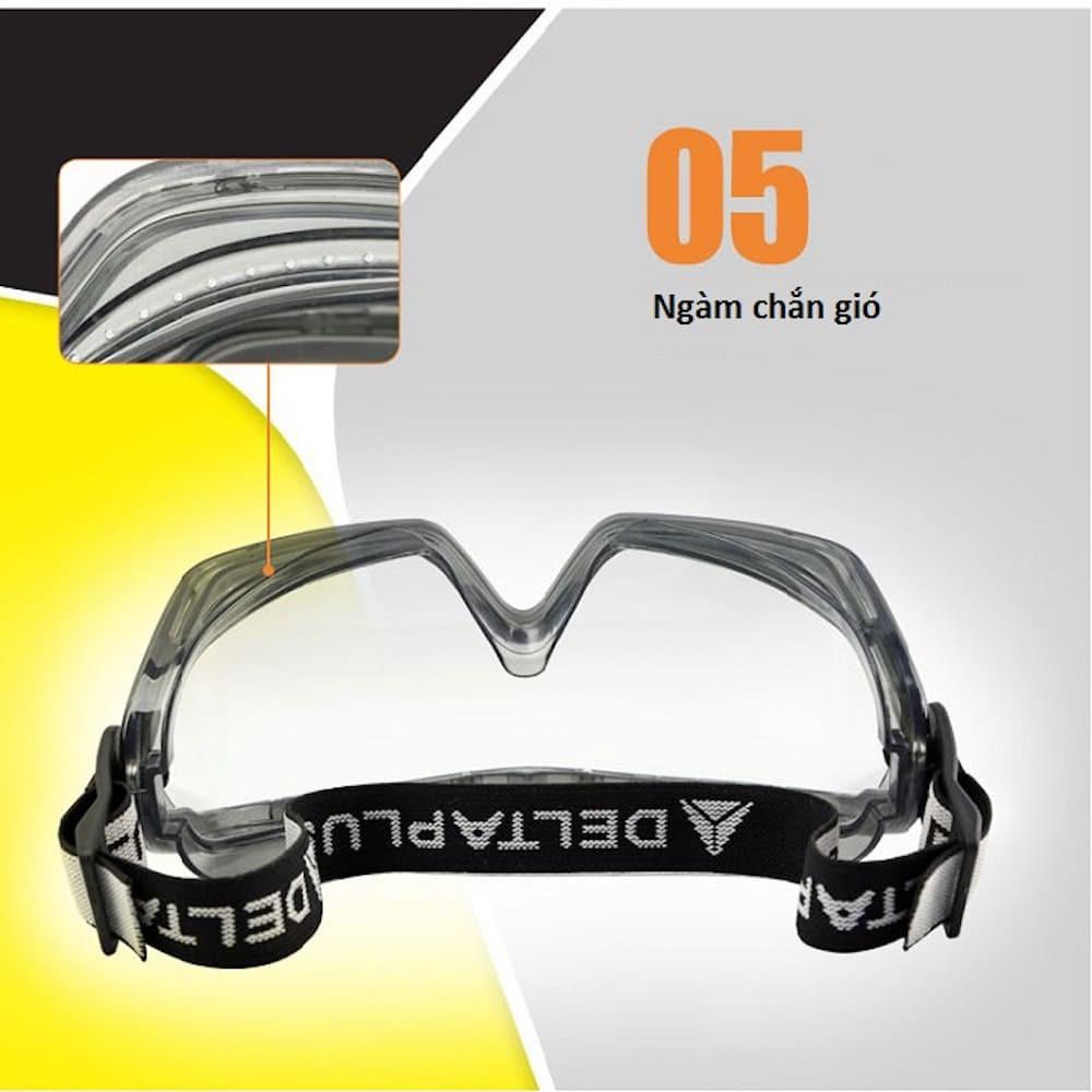 Kính chống hóa chất Delta plus Galeras ôm kín khuôn mặt, chống trầy, bảo vệ kính cận - Safety Glasses Galeras