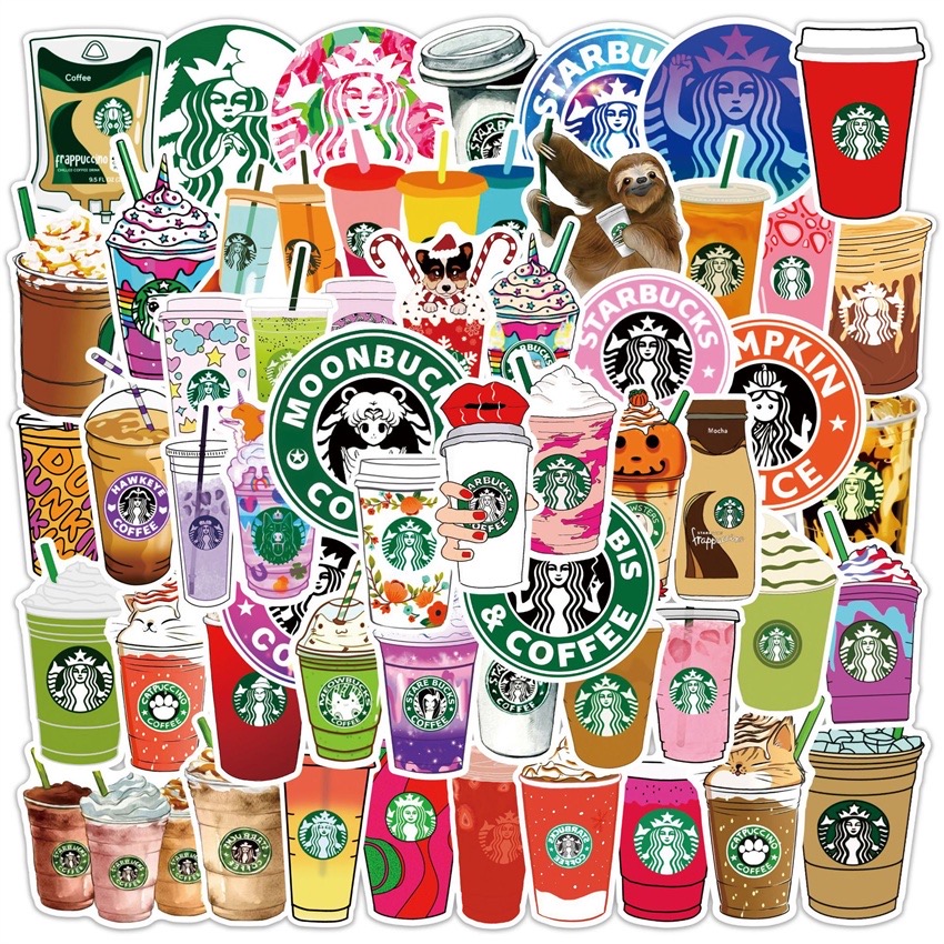 Bộ 50 Sticker nhãn dán Coffee đáng yêu ngọt ngào