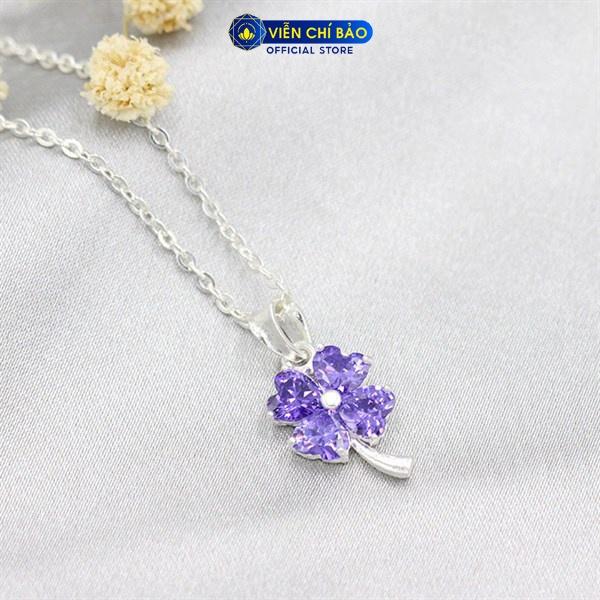 Dây chuyền bạc nữ mặt cỏ 4 lá chất liệu bạc S925 thời trang phụ kiện trang sức nữ Viễn Chí Bảo M400338 + D400143x
