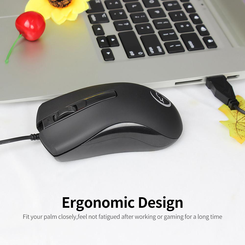 YWYT G831 Wired Optical Mouse 2400 DPI 3 Button Ergonomic Design Office Gaming Mouse