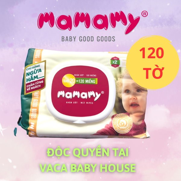 KHĂN ƯỚT MAMAMY KHÔNG MÙI LOẠI TẶNG 120 TỜ