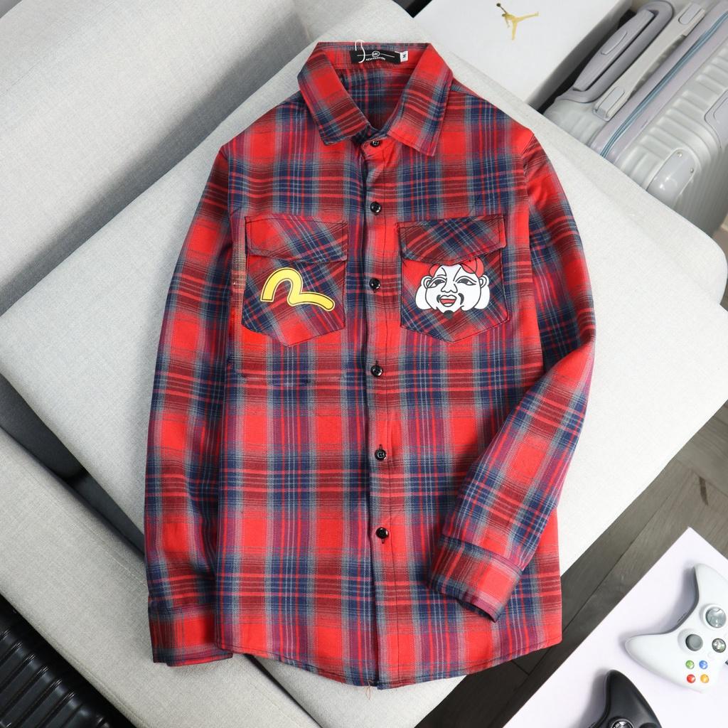 ÁO SƠ MI NAM CARO TAY DÀI LOGO THÊU DARUMA HOTTREND THỜITRANG NAM 1986