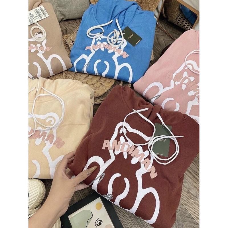 Áo khoác chui đầu hoodie nỉ ngoại tay phồng in gấu unisex ulzzang nam nữ AN426