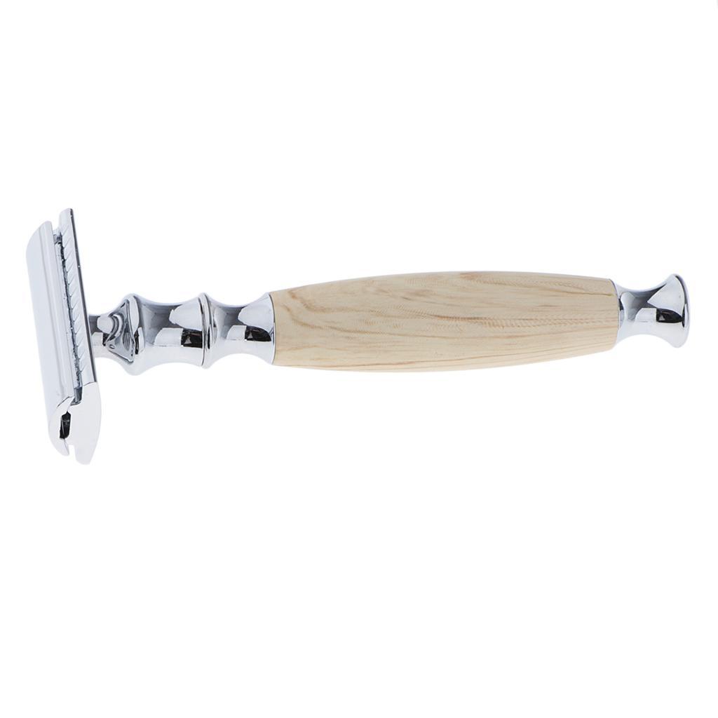 Wood Handle Double Edge Shaving Grooming Tool Brown
