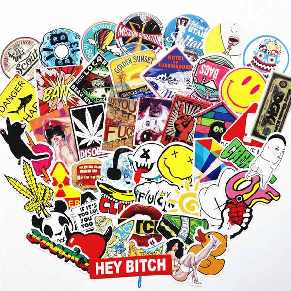 Sticker dán nón bảo hiểm, vali, xe, laptop phong cách graffiti - 50 sticker ngẫu nhiên