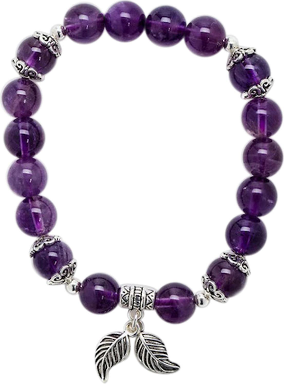 Vòng Tay Đá Thiên Nhiên Mix Charm Lá Bạc Size Hạt 8mm - Ngọc Quý Gemstones