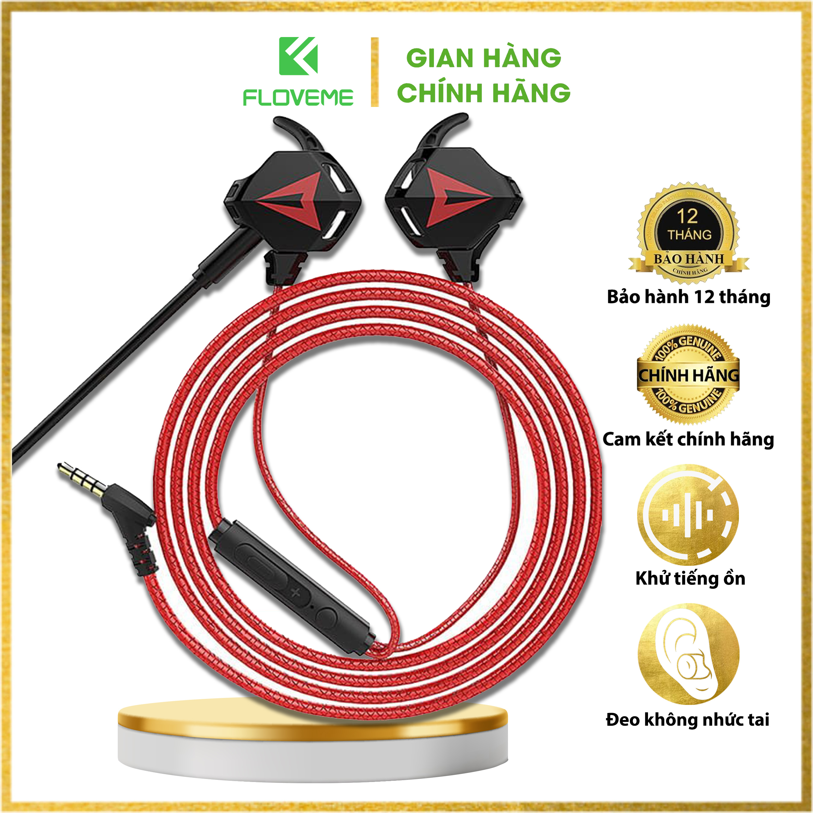 Tai nghe có dây gaming có mic FLOVEME G901 dùng được cho điện thoại và máy tính , khử tiếng ồn - Hàng chính hãng