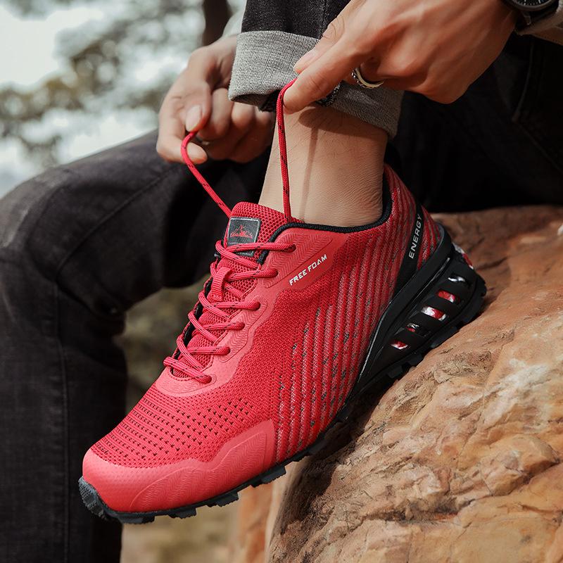 SALUDAS Nam Đường Mòn Chạy Bộ Thoáng Khí Nhẹ Nam Bóng Giày Giày Ngoài Trời Chống Trơn Trượt Chạy Bộ Giày Đi Bộ Color: Black Green Shoe Size: 42