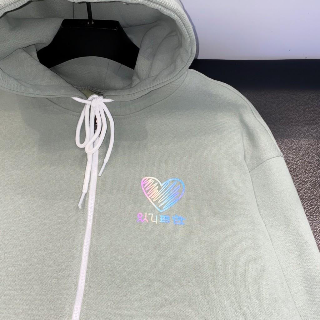 Áo khoác hoodie nỉ dây kéo form rộng HEART Ulzzang (ẢNH THẬT)