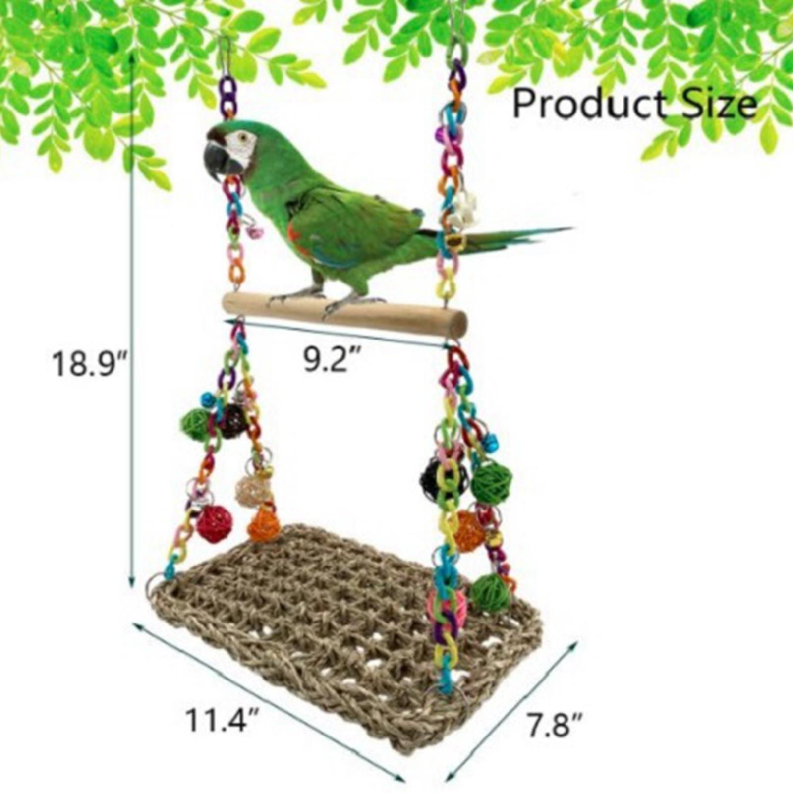 Parrot Swing Perch Bird Toy Parrot Stand Wood Parakeet Chewing Toy