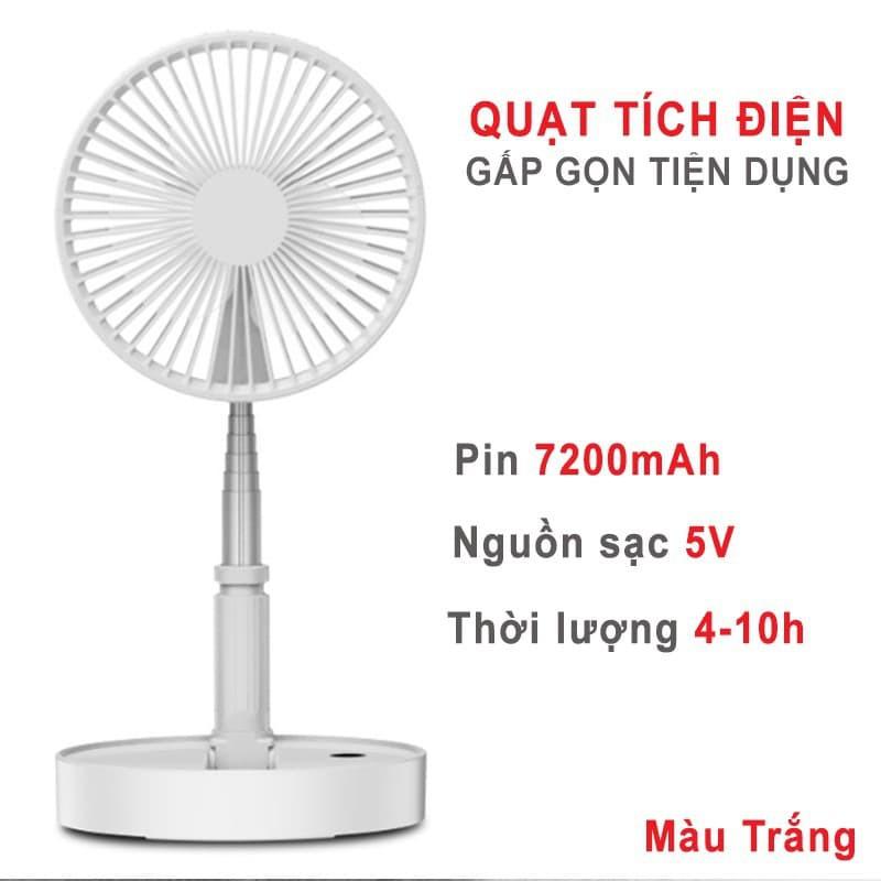 Quạt không dây sạc tích điện gấp gọn - phin 7200 MaH - sử dụng từ 5 - 20 giờ