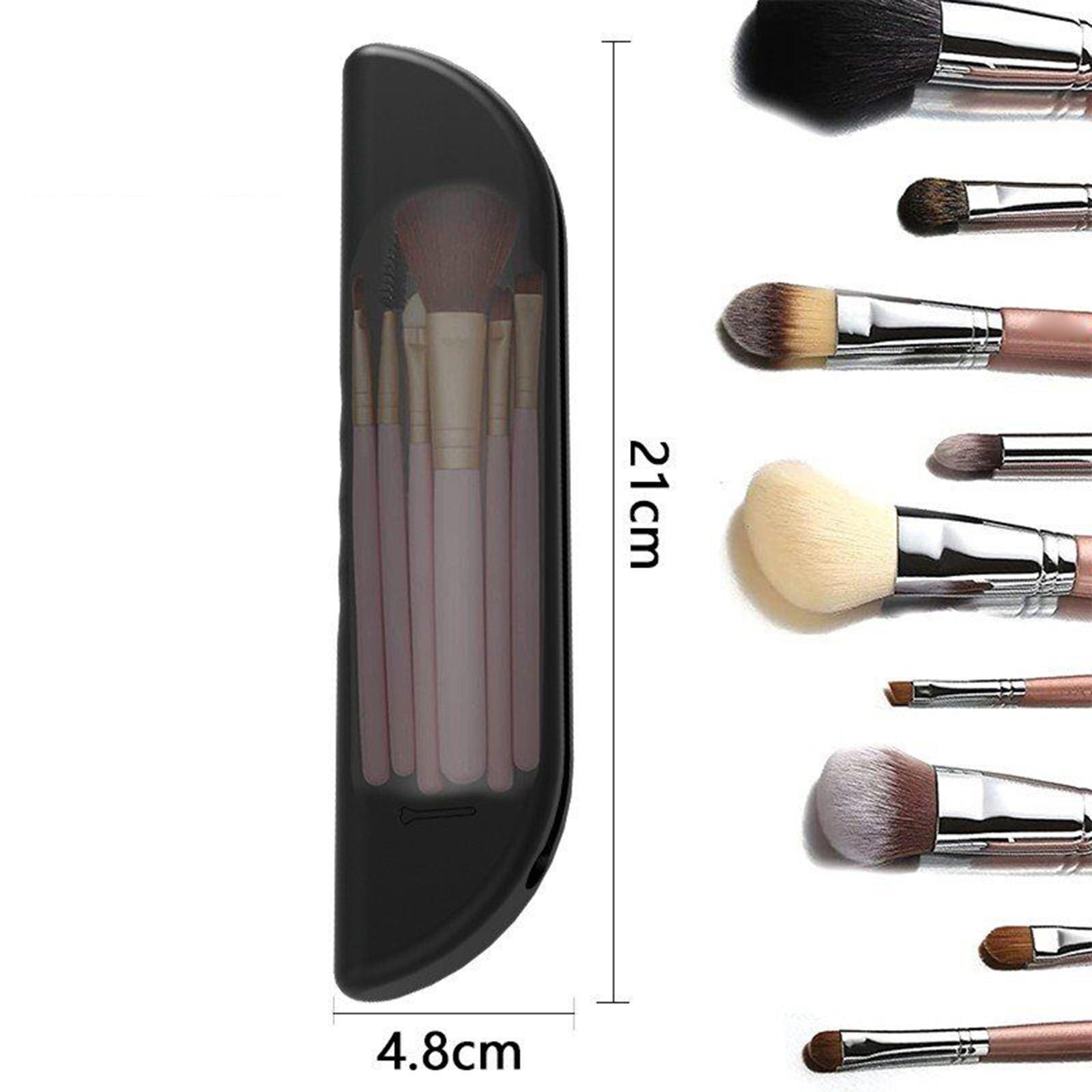 2Pcs Portable Makeup Brush Holder Soft Silicone Travel Brushes Organizer
