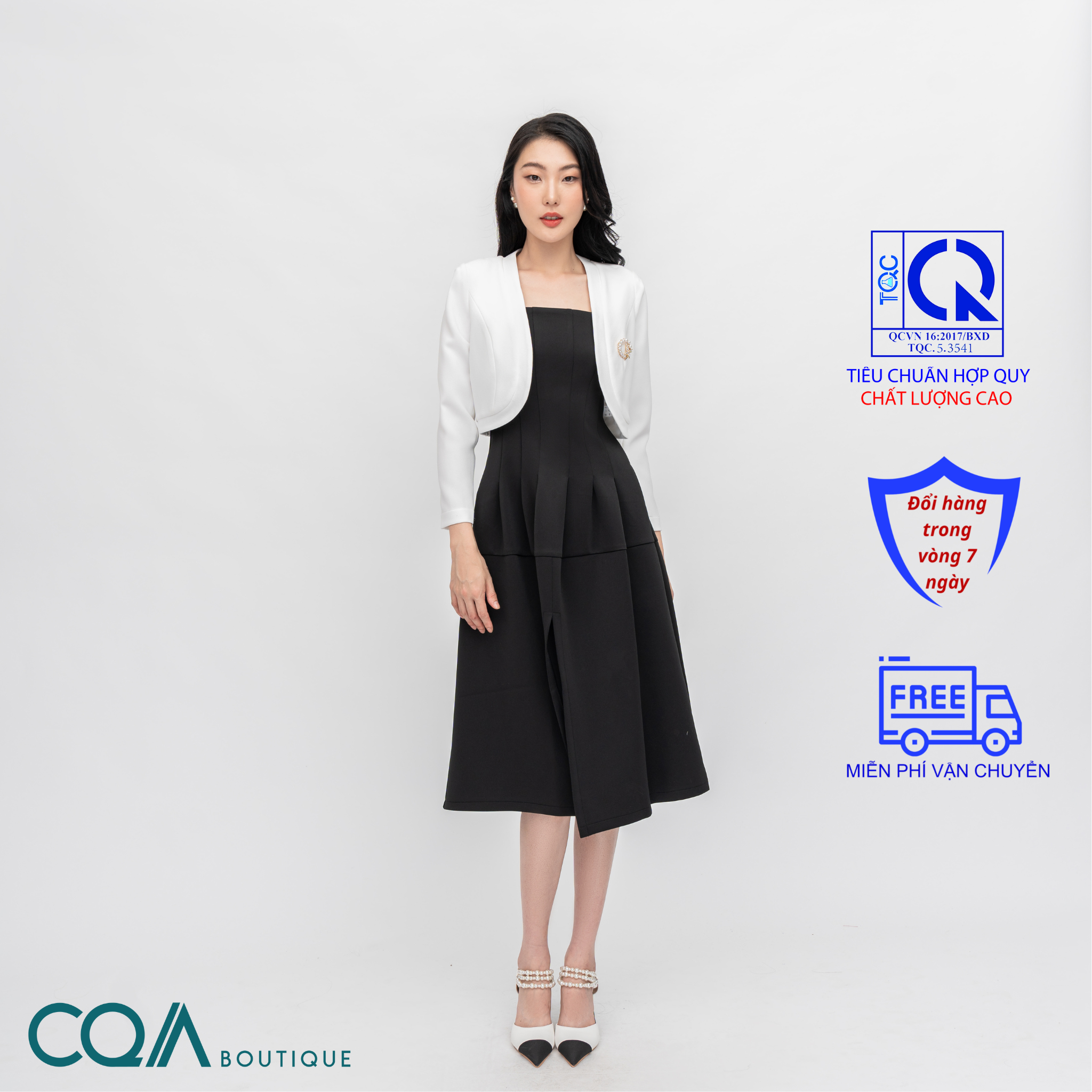 Set Đầm Vest Xẻ Trước CQA0114 Thanh Lịch