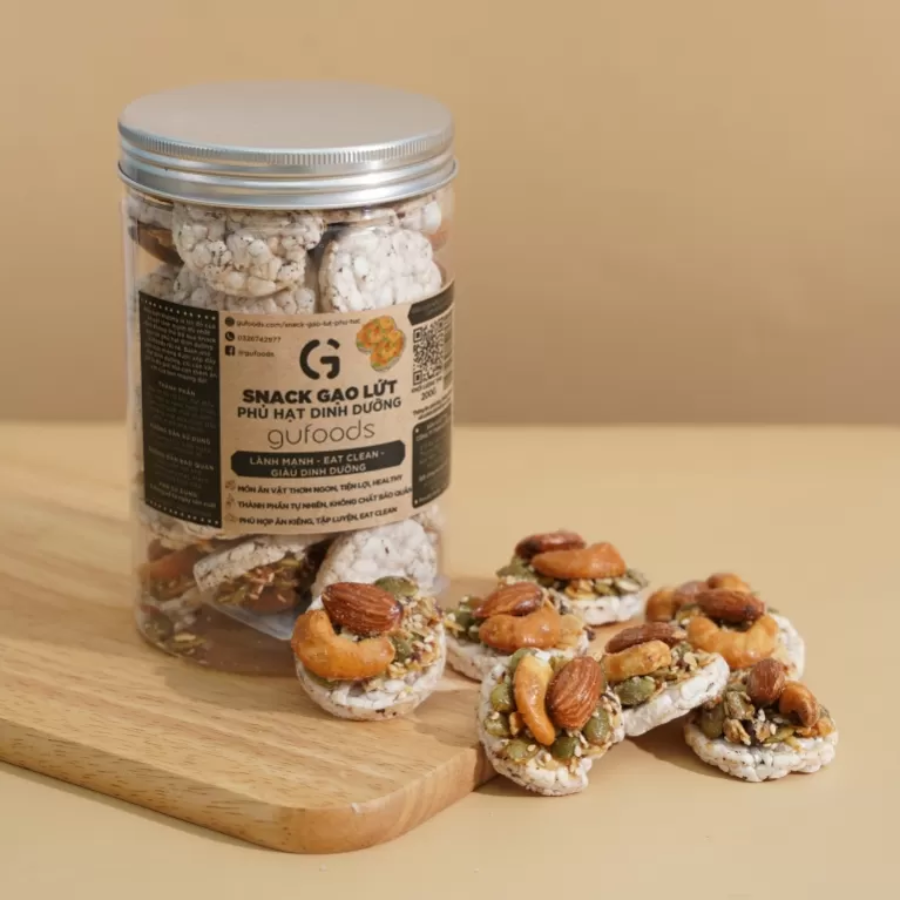 Hình ảnh Snack gạo lứt phủ granola siêu hạt GUfoods - Bữa ăn nhẹ tiện lợi, Giàu đinh dưỡng, Ăn vặt healthy, Hỗ trợ giảm cân, Ăn kiêng, Eat clean, Thuần chay