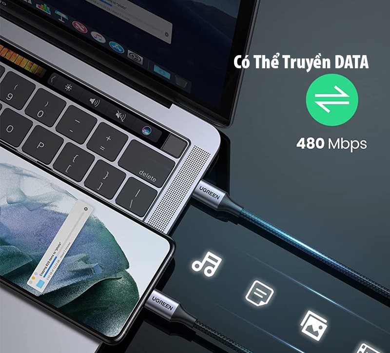 Cáp USB-C to USB-C hỗ trợ sạc nhanh 100W dài 1M Ugreen 70427 - Hàng Chính Hãng