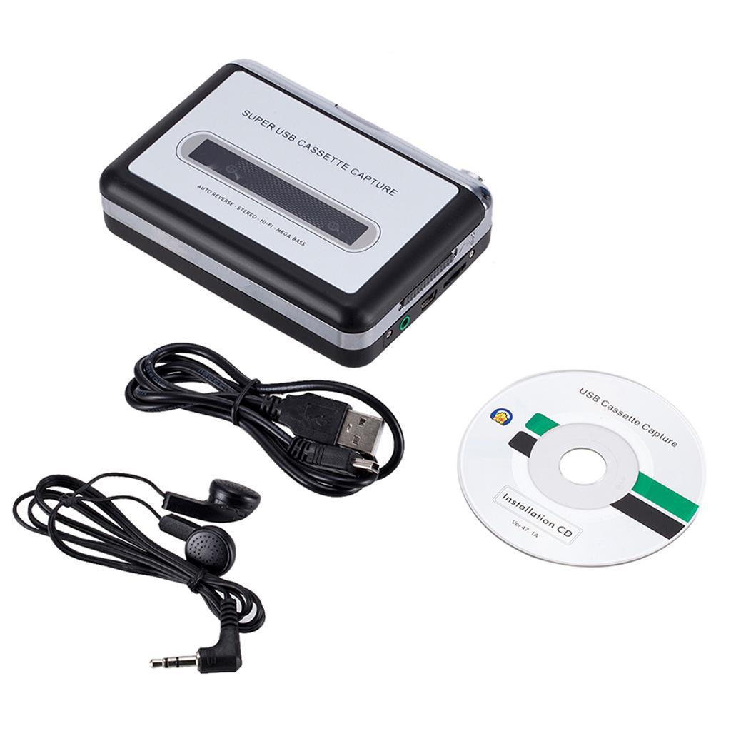 Tape to PC USB Cassette-to-MP3 Converter Capture Stereo Audio Music Player