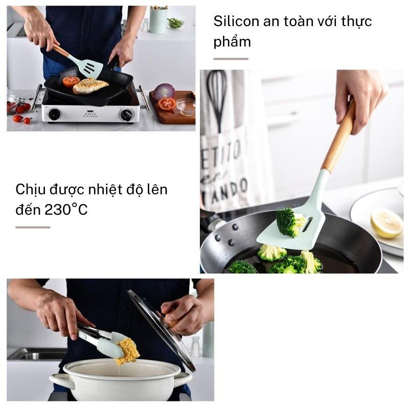 Bộ Dụng Cụ Nấu Ăn Nhà Bếp Làm Bánh Combo Set 11 Dụng Cụ Silicon Chịu Nhiệt Cao An Toàn - CBBEP11