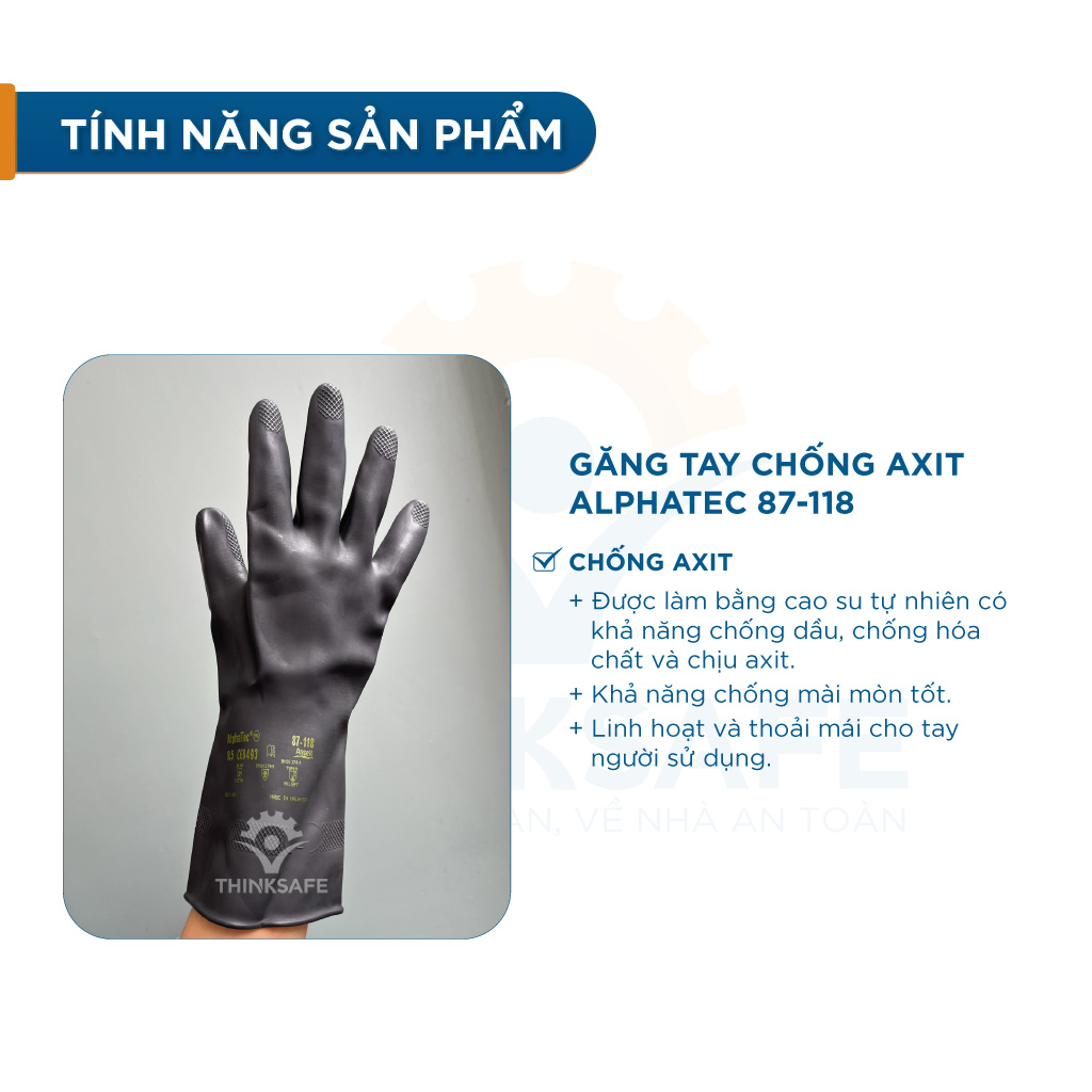 Găng tay chống hóa chất Alphatec 87-118 bao tay chống dầu, chống hóa chất - Black Heavyweight G17K