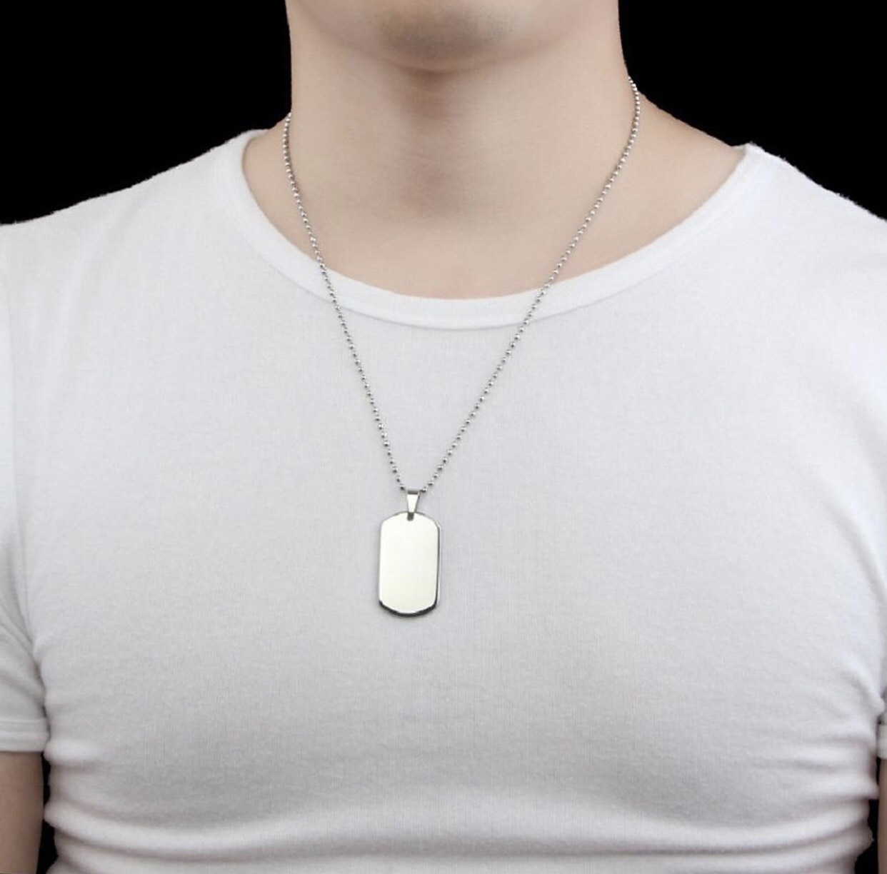 Dây chuyền thẻ bài nam nữ cá tính sáng bóng 2 mặt