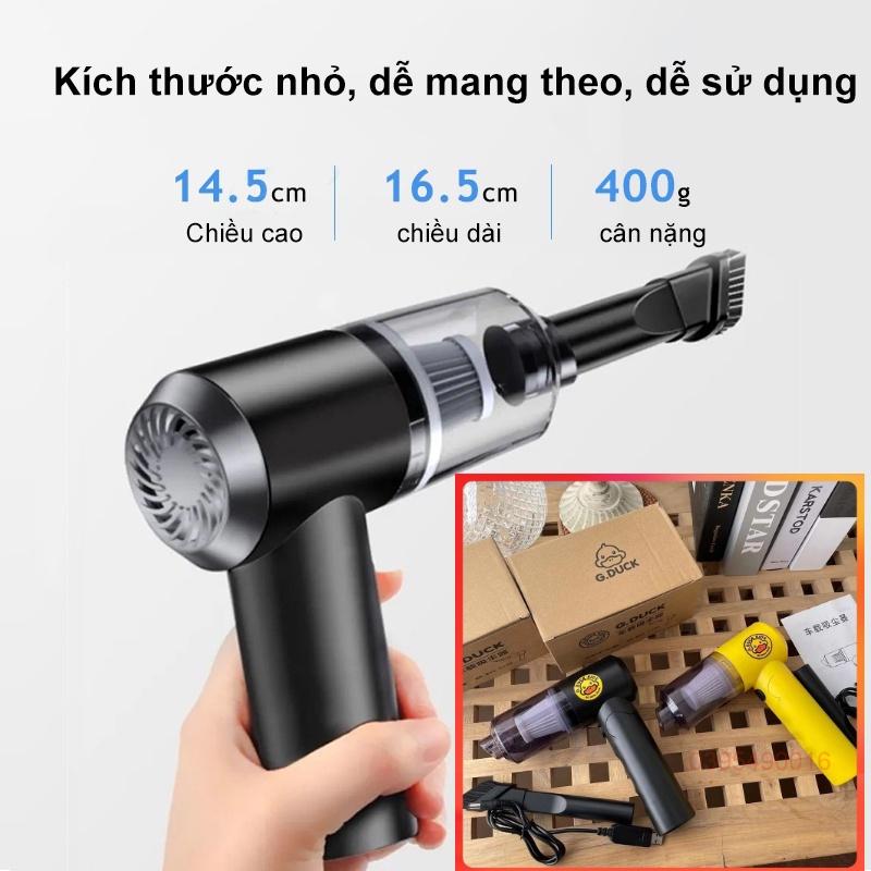 Máy Hút Bụi Vịt Vàng Mini Cầm Tay Không Dây Gduck sạc tích điện công suất 120W hút bụi giường