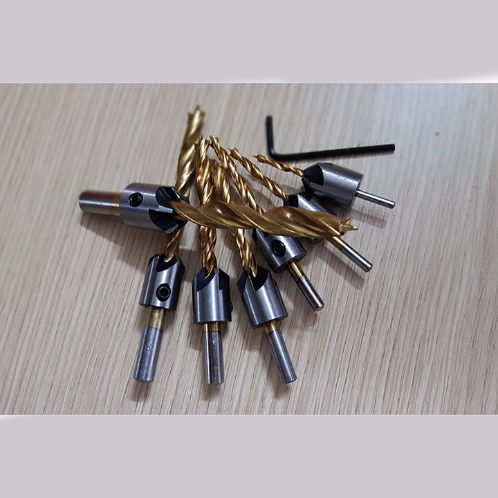 Bộ 7 mũi khoan gỗ doa lỗ vít phủ titanium