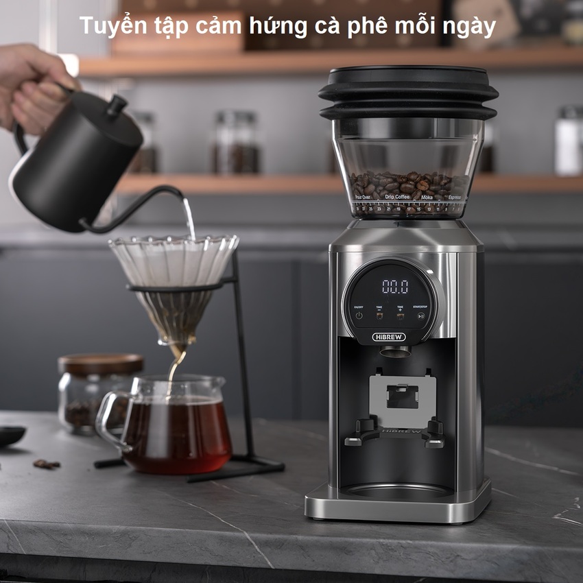 Máy xay hạt cà phê Espresso chuyên nghiệp thương hiệu Mỹ cao cấp HiBREW G3 Plus 31 cấp độ xay - Công suất 180W - Hàng chính hãng