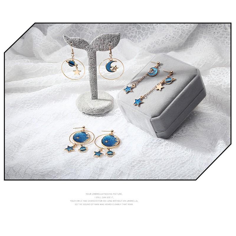 Bông tai hợp kim hình mặt trăng / ngôi sao xinh xắn