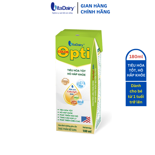 SBPS Colos Opti 180ml giúp bé tiêu hóa tốt, hô hấp khỏe ( thùng 48 hộp ) - VitaDairy