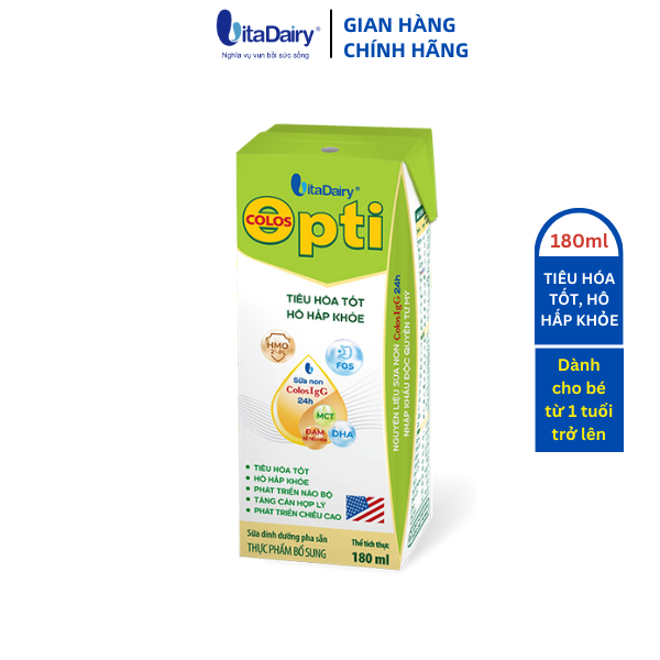 SBPS Colos Opti 180ml giúp bé hô hấp khỏe, tiêu hóa tốt ( lốc 4 hộp ) - VitaDairy