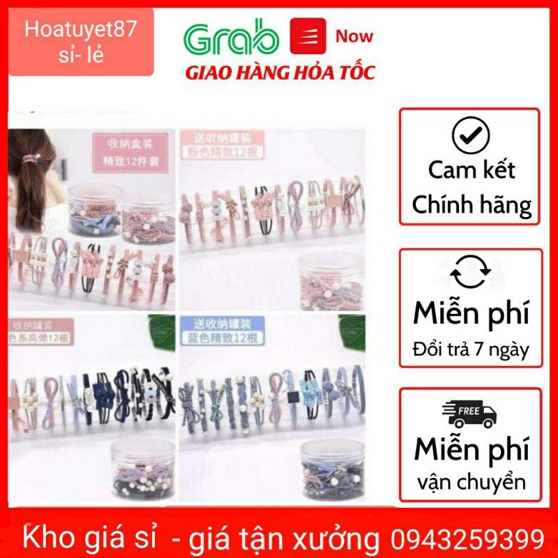 Hộp chun buộc tóc 12 chi tiết hàn quốc