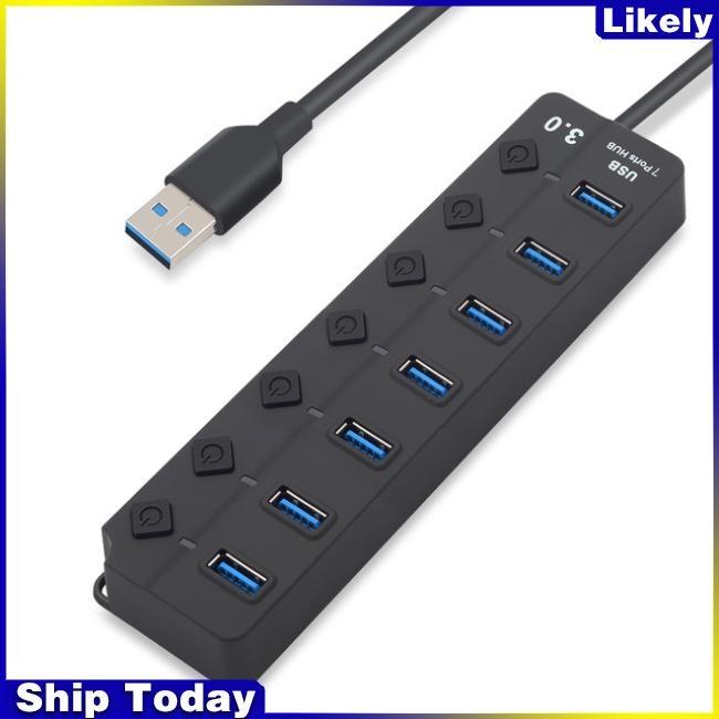 Bộ Chia Cổng USB 3.0 Hub 4 / 7 Cổng USB 3.0 Có Công Tắc Đèn LED Chỉ Báo Cá Nhân Phích Cắm US