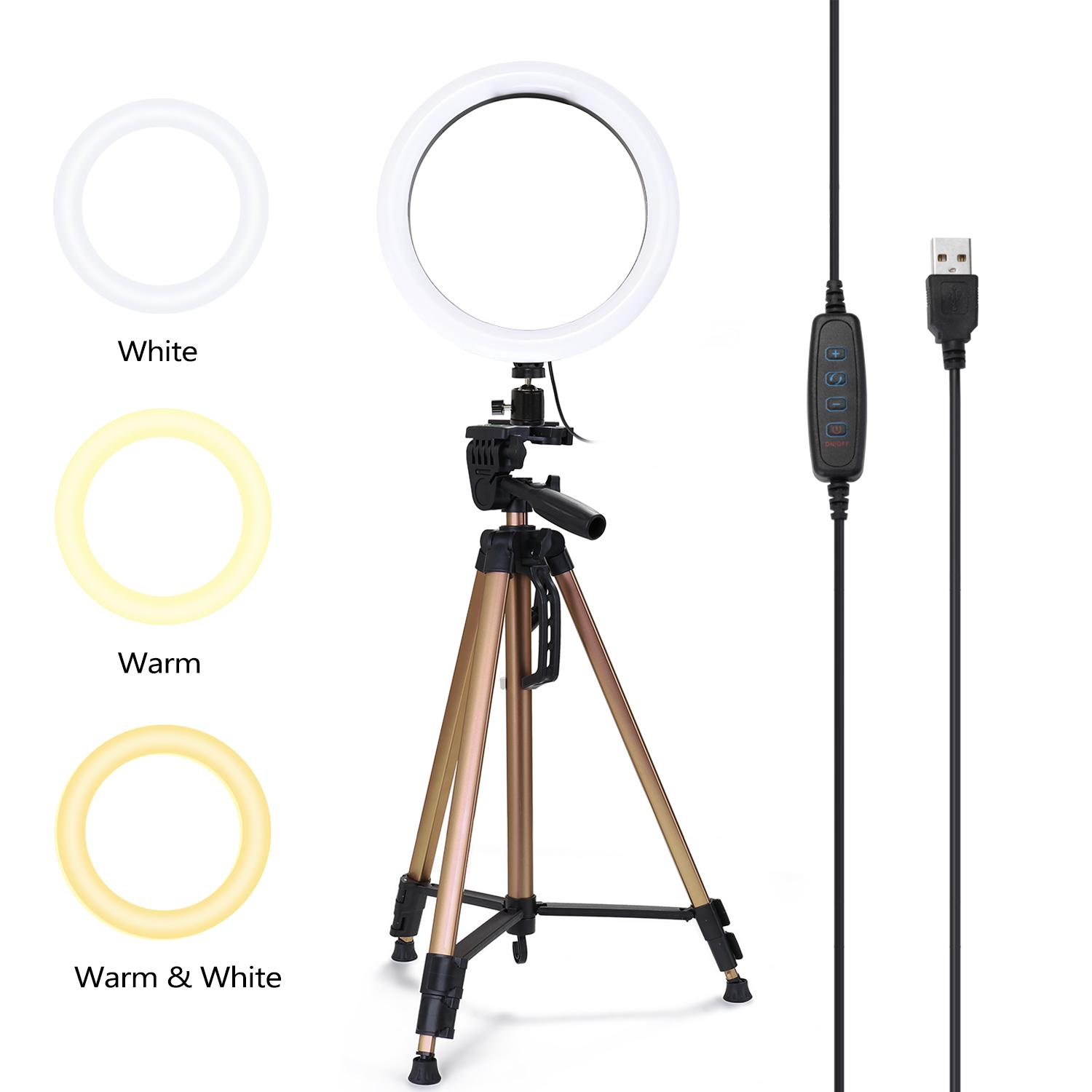 Đèn LED hình tròn 6inch có thể điều chỉnh độ sáng để phát trực tiếp video chụp ảnh tự sướng