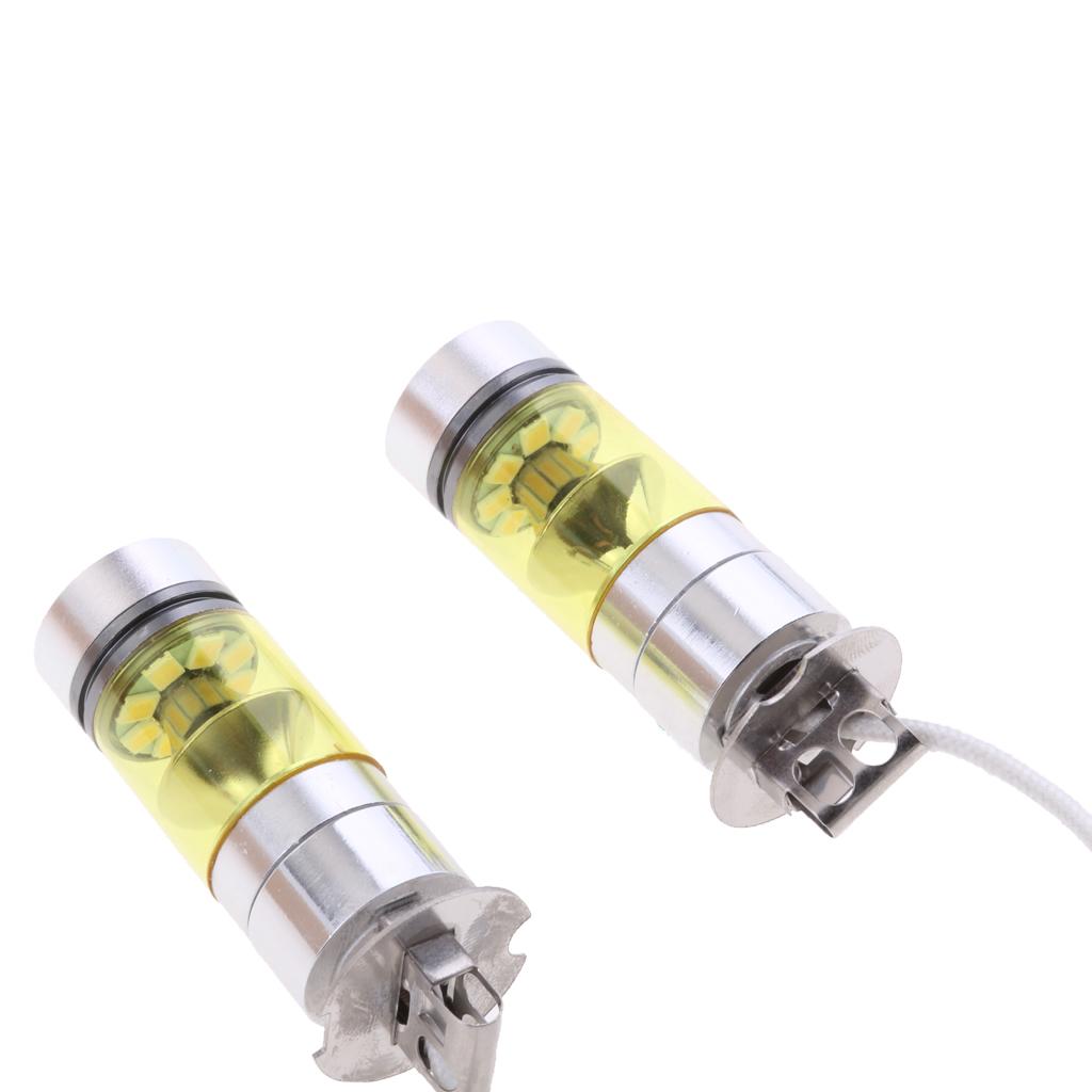 2 Pieces H3 20LED 1000LM 100W High Power Projector Fog Driving Light Bulbs - Yellow