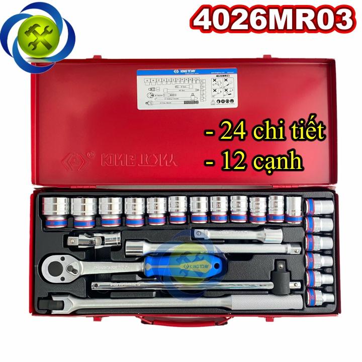 Bộ tuýp 1/2 Kingtony 4026MR03 12 cạnh gồm 24 chi tiết