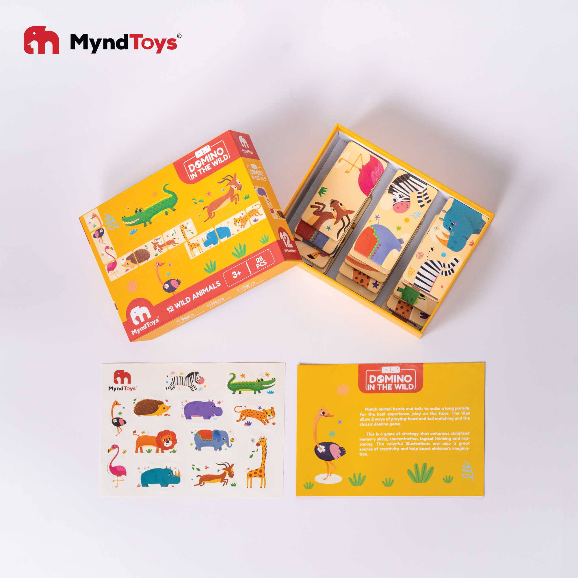 Đồ Chơi Trí Tuệ Cờ Domino Hai Mặt - Chủ Đề Động Vật 28 Thẻ - Hiệu Myndtoys