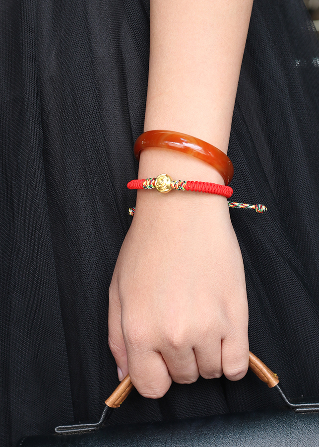 Vòng Tay Charm Hoa Bạc Bọc Vàng Dây 7 Sắc Ngọc Quý Gemstones GA150